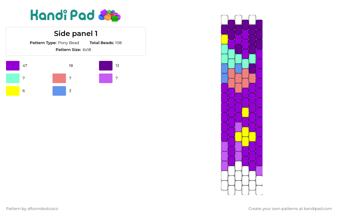 Side panel 1 - Pony Bead Pattern by aftonroboticsco on Kandi Pad - purse,bag,panel,gradient,stylish,fashion,purple