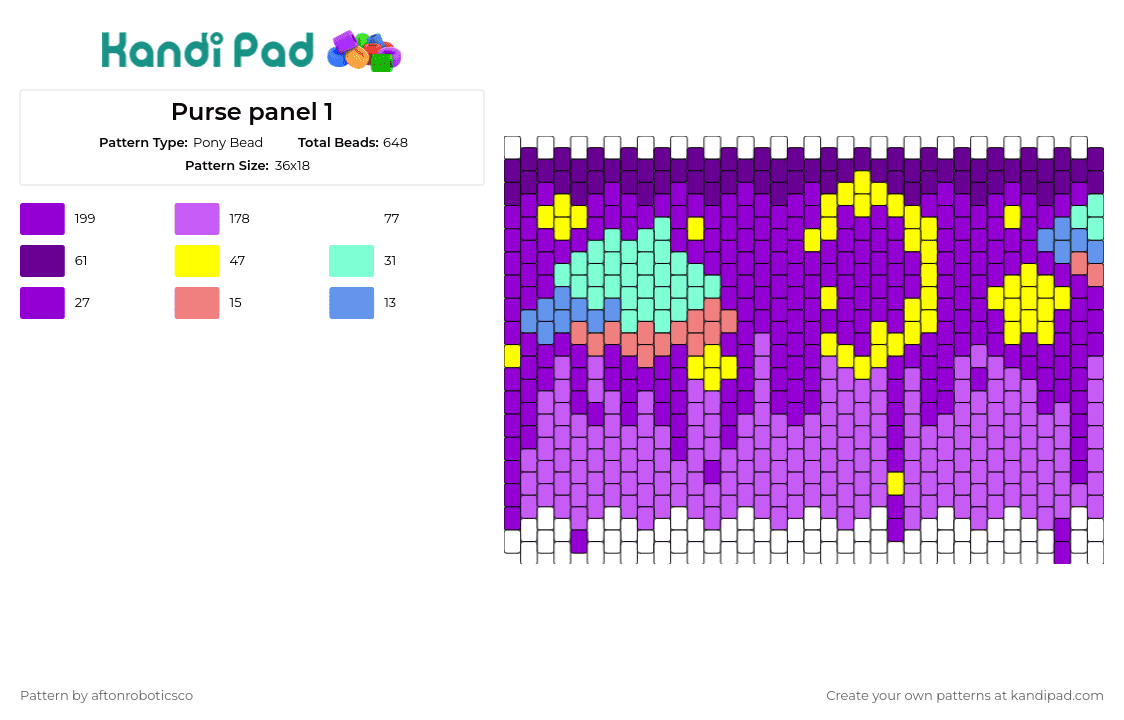 Purse panel 1 - Pony Bead Pattern by aftonroboticsco on Kandi Pad - moon,clouds,stars,drippy,purse,bag,panel,night,dreamy,purple