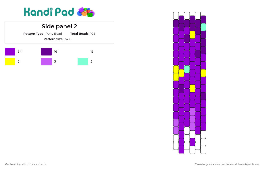 Side panel 2 - Pony Bead Pattern by aftonroboticsco on Kandi Pad - purse,bag,panel,vibrant,accessory,purple