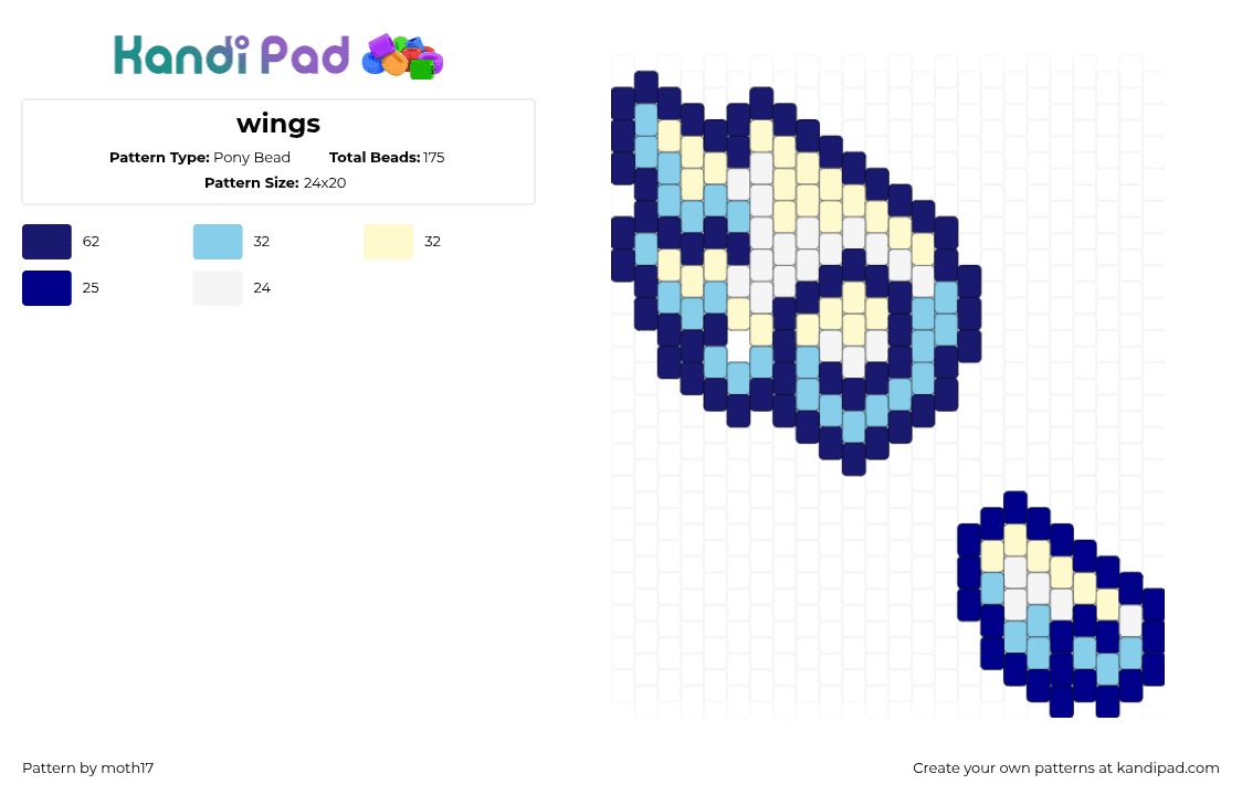 wings - Pony Bead Pattern by moth17 on Kandi Pad - purple,wings