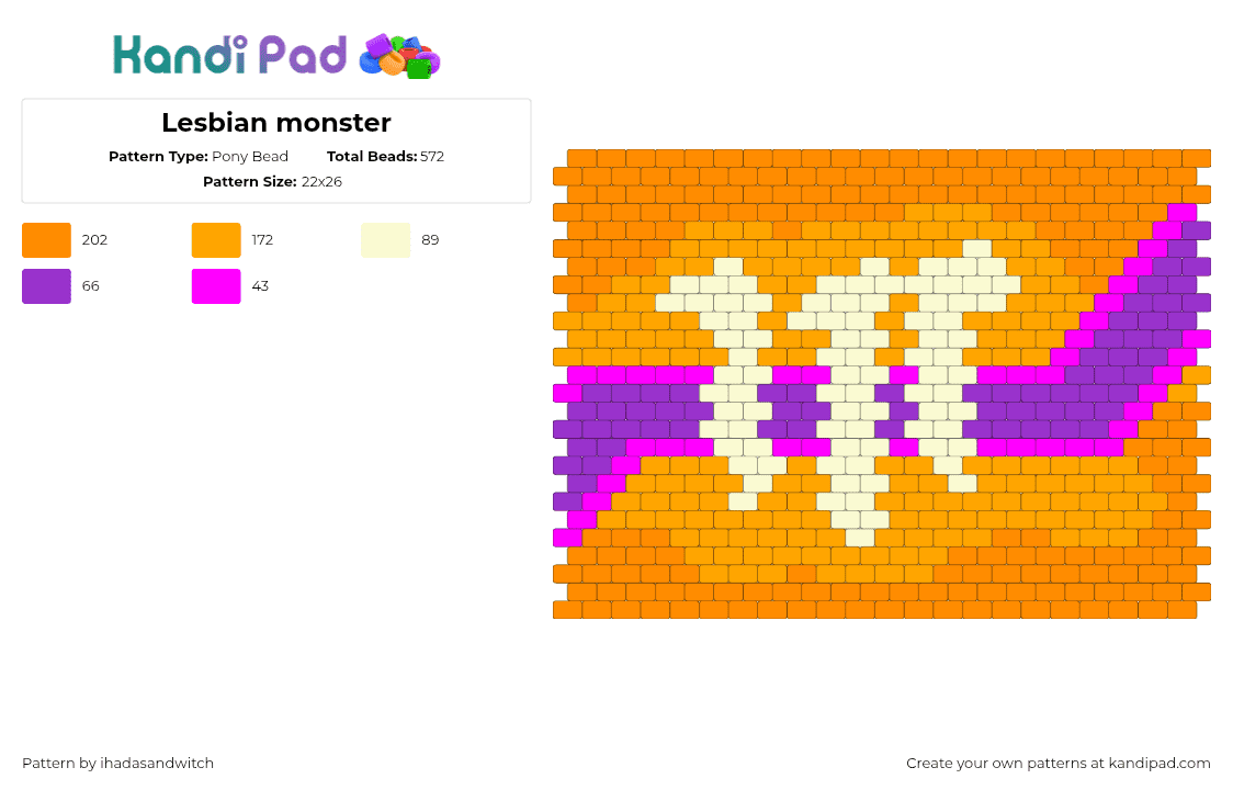 Lesbian monster - Pony Bead Pattern by ihadasandwitch on Kandi Pad - orange