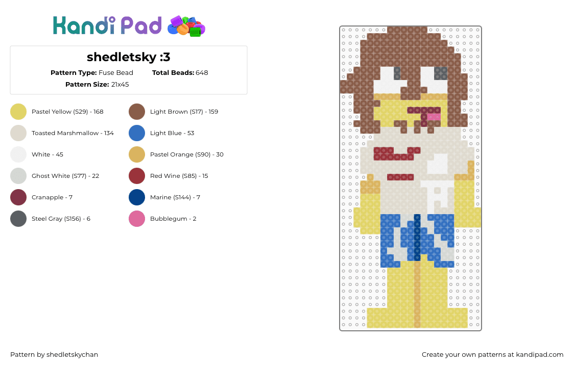 shedletsky :3 - Fuse Bead Pattern by angelliove on Kandi Pad - tan,yellow,beige,blue,roblox,developer,admin,friedchicken,turkey,trud,forsaken,saverobloxia