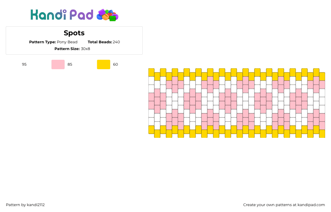 Spots - Pony Bead Pattern by kandi2112 on Kandi Pad - pink,yellow