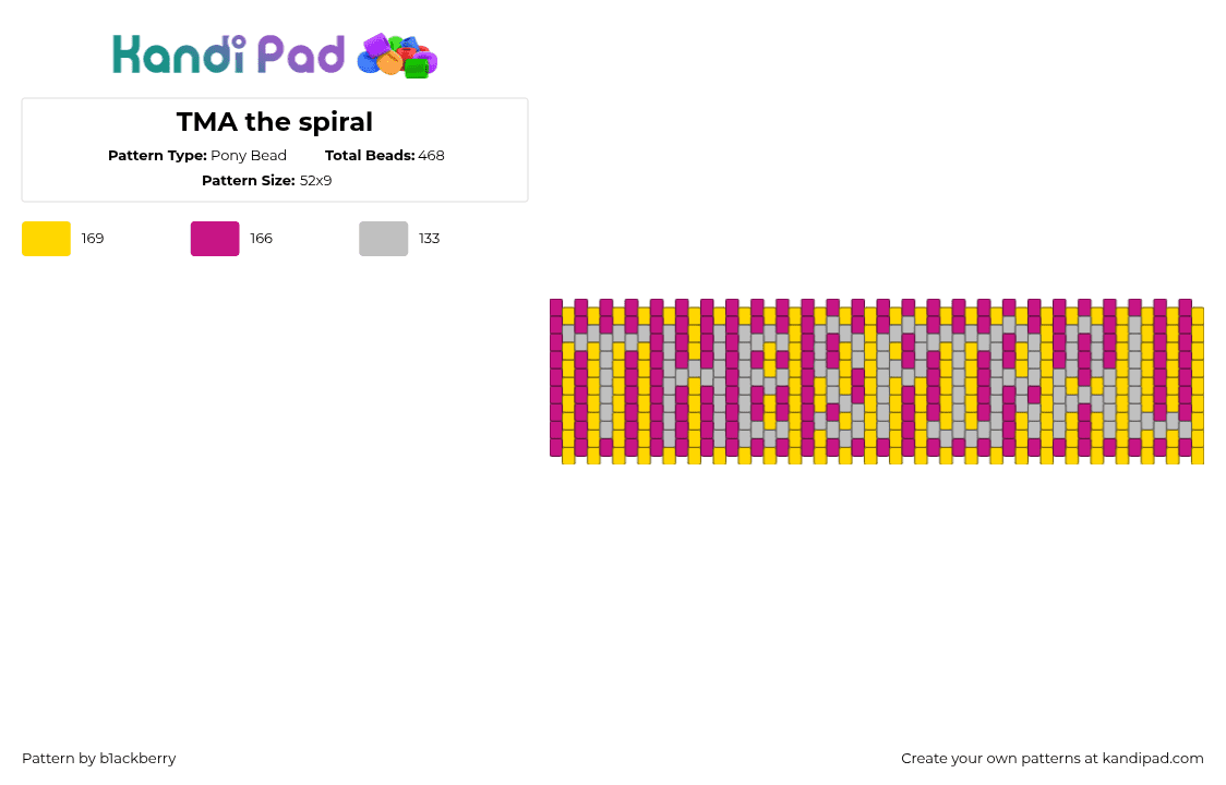 Tma Pattern TMA the spiral Pony Bead Pattern - Kandi Pad | Kandi Patterns, Fuse ...