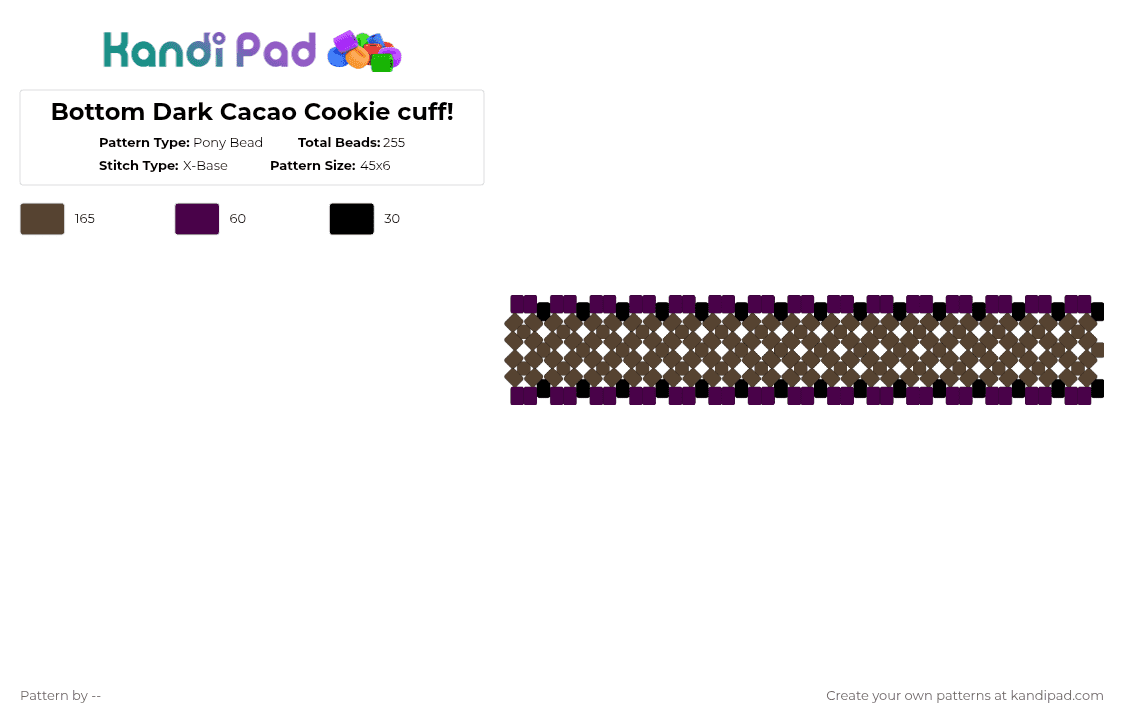Bottom Dark Cacao Cookie cuff! - Pony Bead Pattern by -- on Kandi Pad - brown,pink