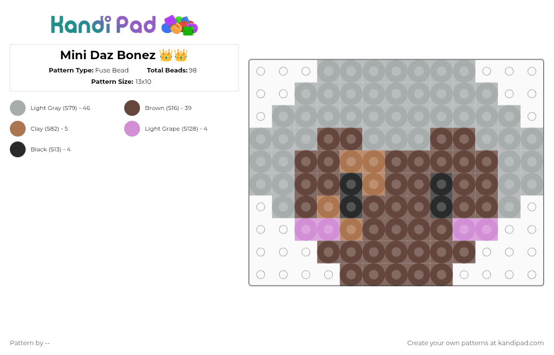 Mini Daz Bonez 👑👑 - Kandi Pad | Kandi Patterns, Fuse Bead