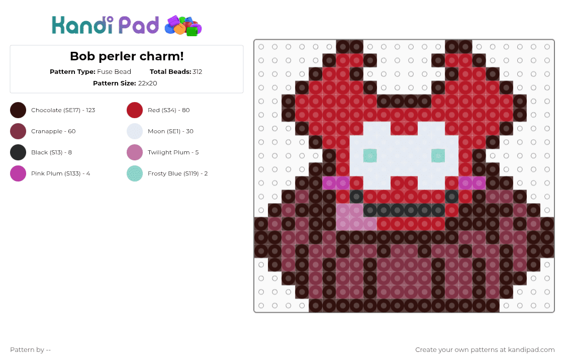 Bob perler charm! - Fuse Bead Pattern by -- on Kandi Pad - red,brown