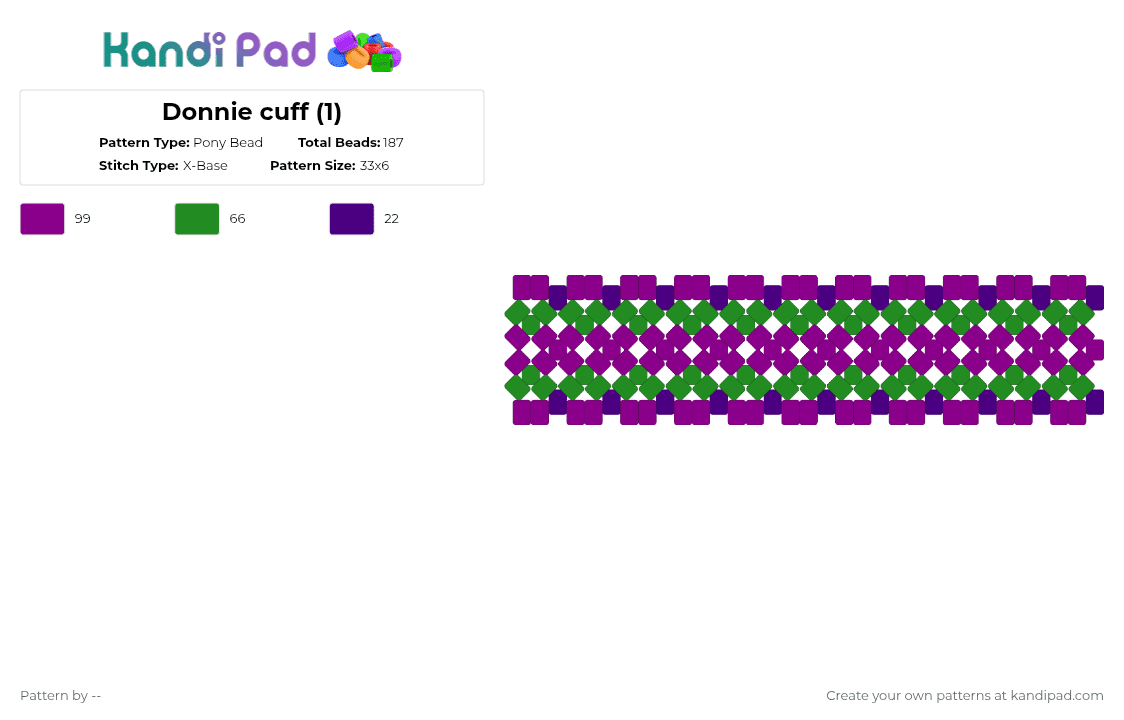 Donnie cuff (1) - Pony Bead Pattern by -- on Kandi Pad - pink,green