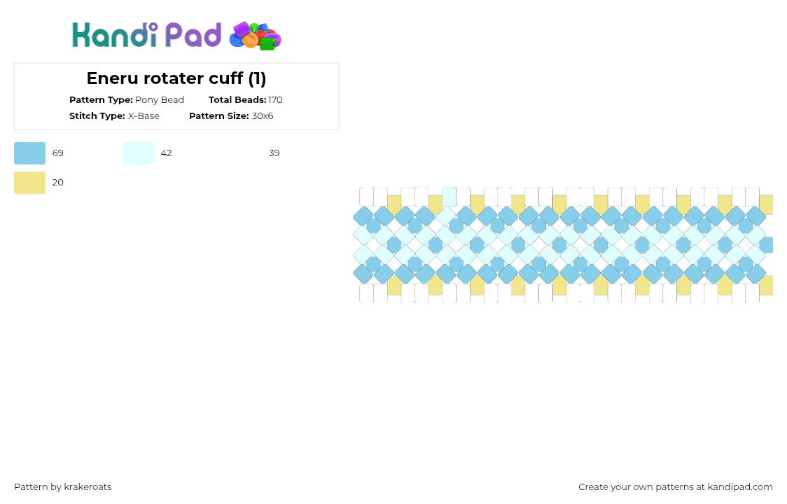 Eneru rotater cuff (1) - Pony Bead Pattern by -- on Kandi Pad - light blue
