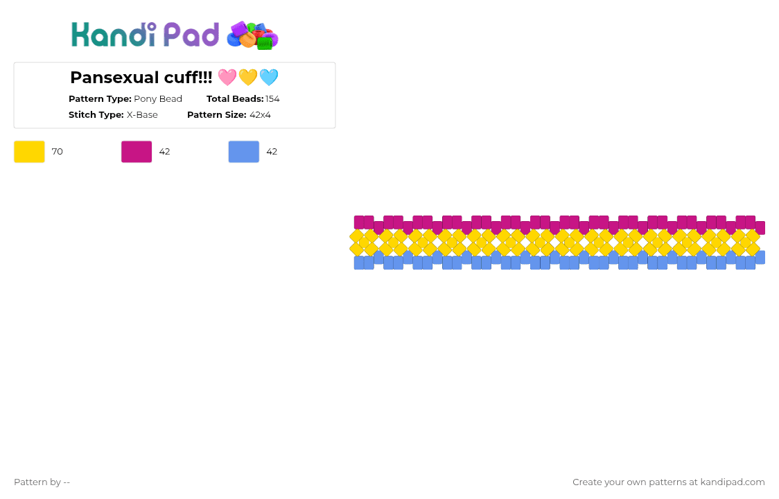 Pansexual cuff!!! 🩷💛🩵 - Pony Bead Pattern by -- on Kandi Pad - yellow