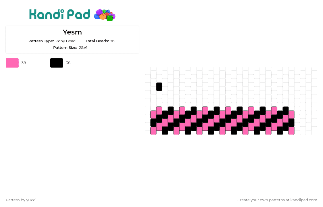 Yesm - Pony Bead Pattern by yuxxi on Kandi Pad - stripes,cuff,minimalistic,style,simple,striking,artisan,accessory,fashion,pink