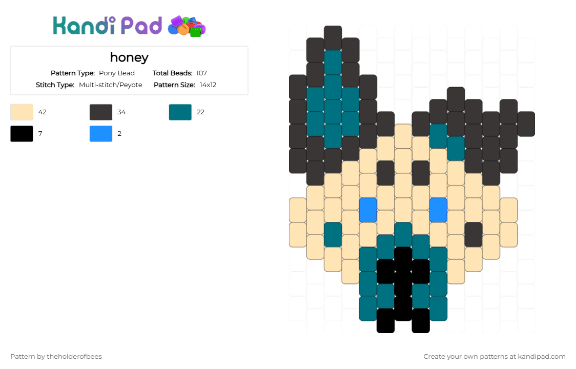 honey - Pony Bead Pattern by theholderofbees on Kandi Pad - teal,beige