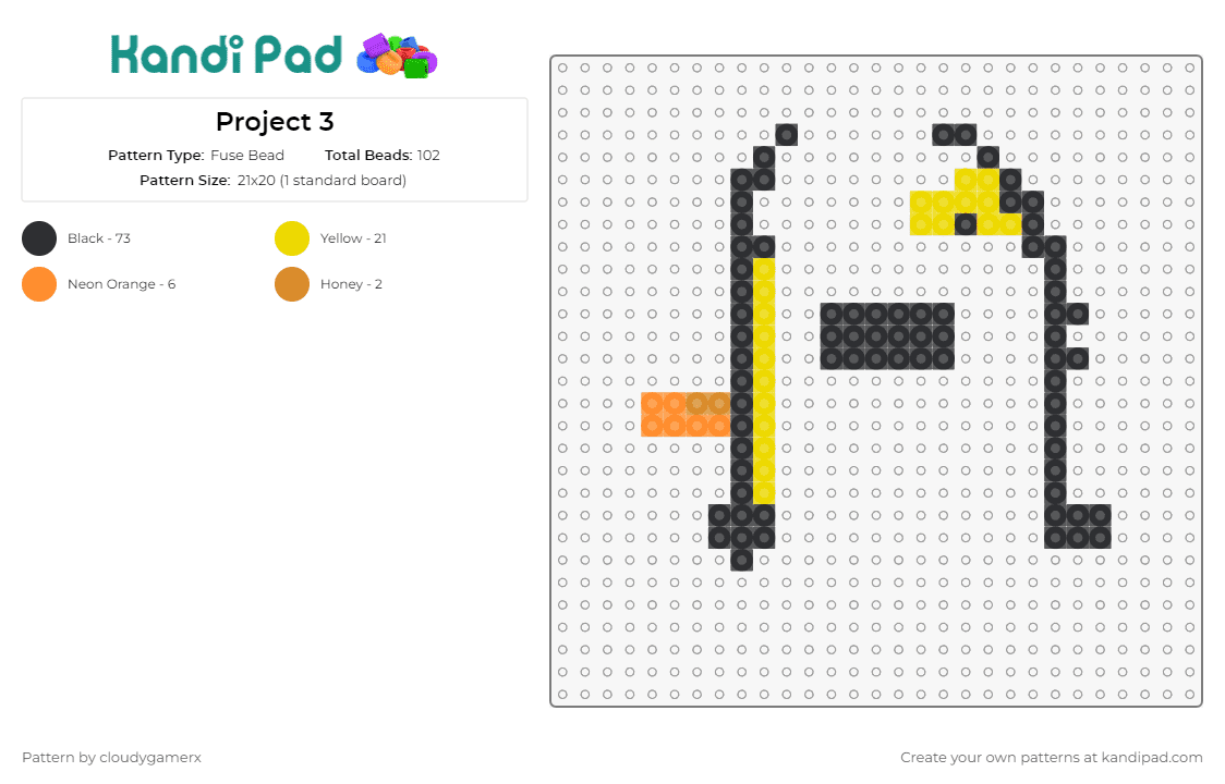 Project 3 - Fuse Bead Pattern by cloudygamerx on Kandi Pad - 