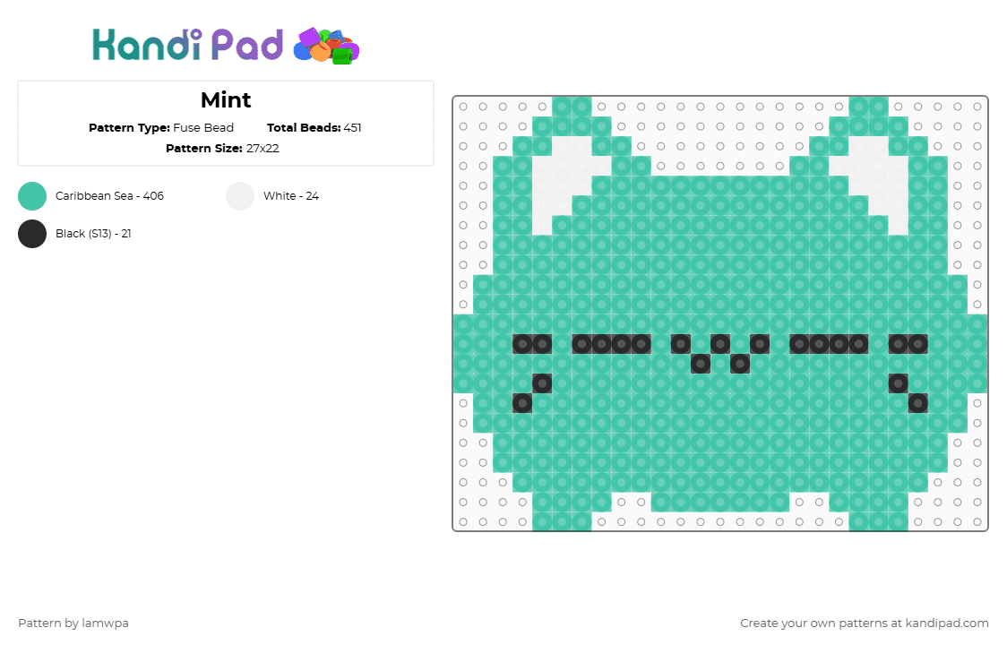 Mint - Fuse Bead Pattern by lamwpa on Kandi Pad - teal