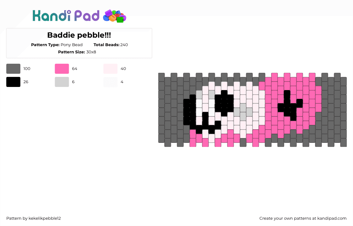 Baddie pebble!!! Pony Bead Pattern - Kandi Pad | Kandi Patterns, Fuse ...
