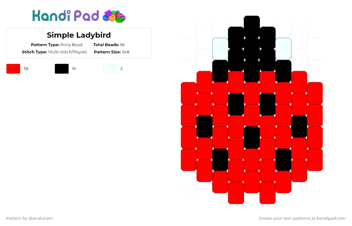 Simple Ladybird Pony Bead Pattern - Kandi Pad | Kandi Patterns, Fuse ...