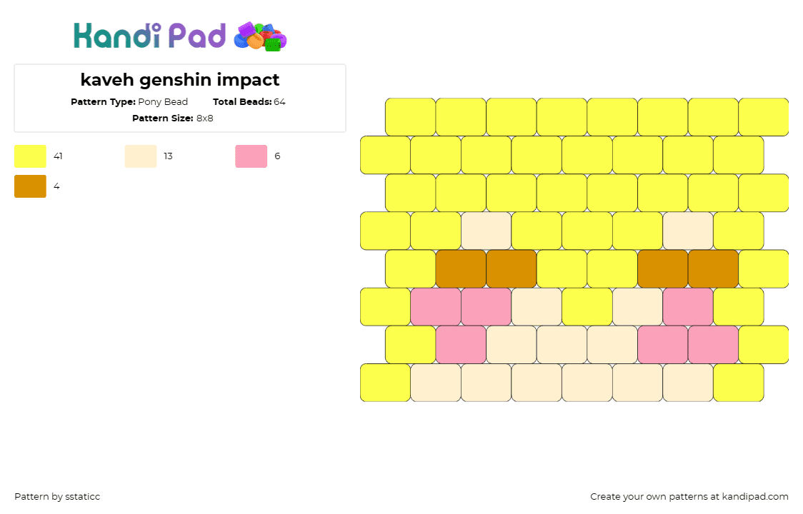 kaveh genshin impact - Pony Bead Pattern by sstaticc on Kandi Pad - kaveh,genshin impact,character,video game,anime,vibrant,role-playing,yellow