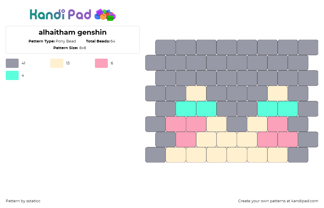 alhaitham genshin - Pony Bead Pattern by sstaticc on Kandi Pad - alhaitham,genshin impact,character,video game,anime,role-play,fantasy,adventure,