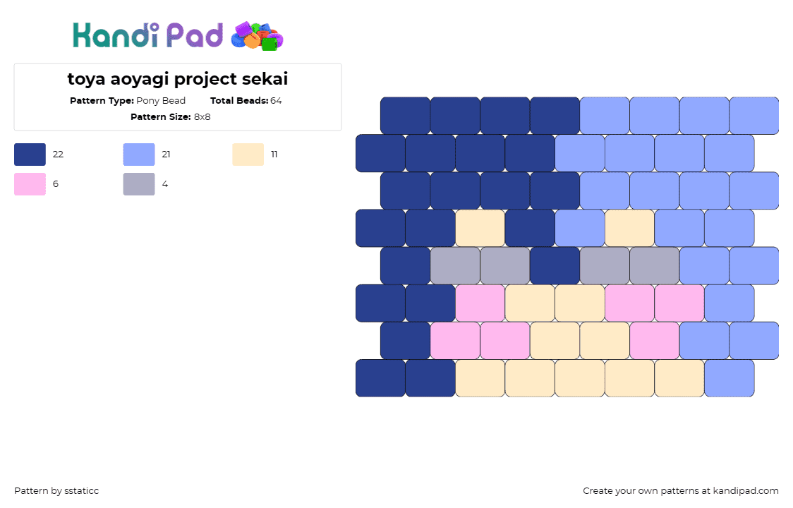 toya aoyagi project sekai - Pony Bead Pattern by sstaticc on Kandi Pad - aoyagi toya,project sekai,vocaloid,vivid bad squad,music game,character,cool,blu