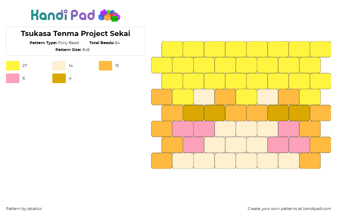 Tsukasa Tenma Project Sekai - Pony Bead Pattern by sstaticc on Kandi Pad - tsukasa tenma,vocaloid,project sekai,music,character,anime,rythm game,entertainm