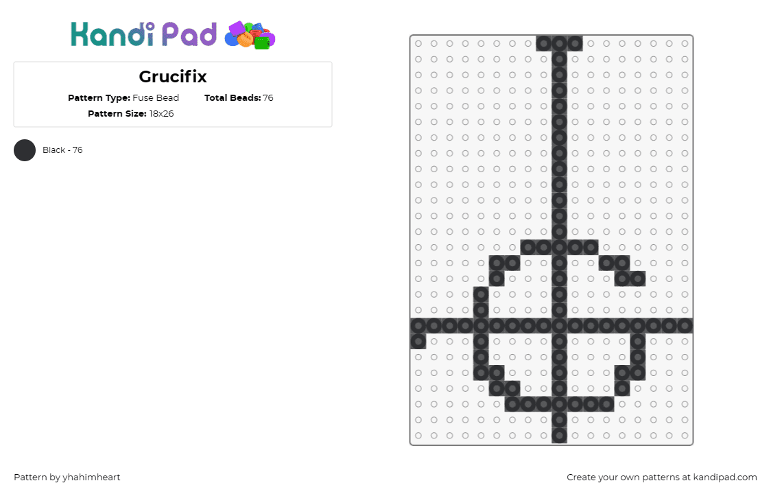 Grucifix - Fuse Bead Pattern by yhahimheart on Kandi Pad - grucifix,ghost,music,band,symbol,minimalist,emblem,black