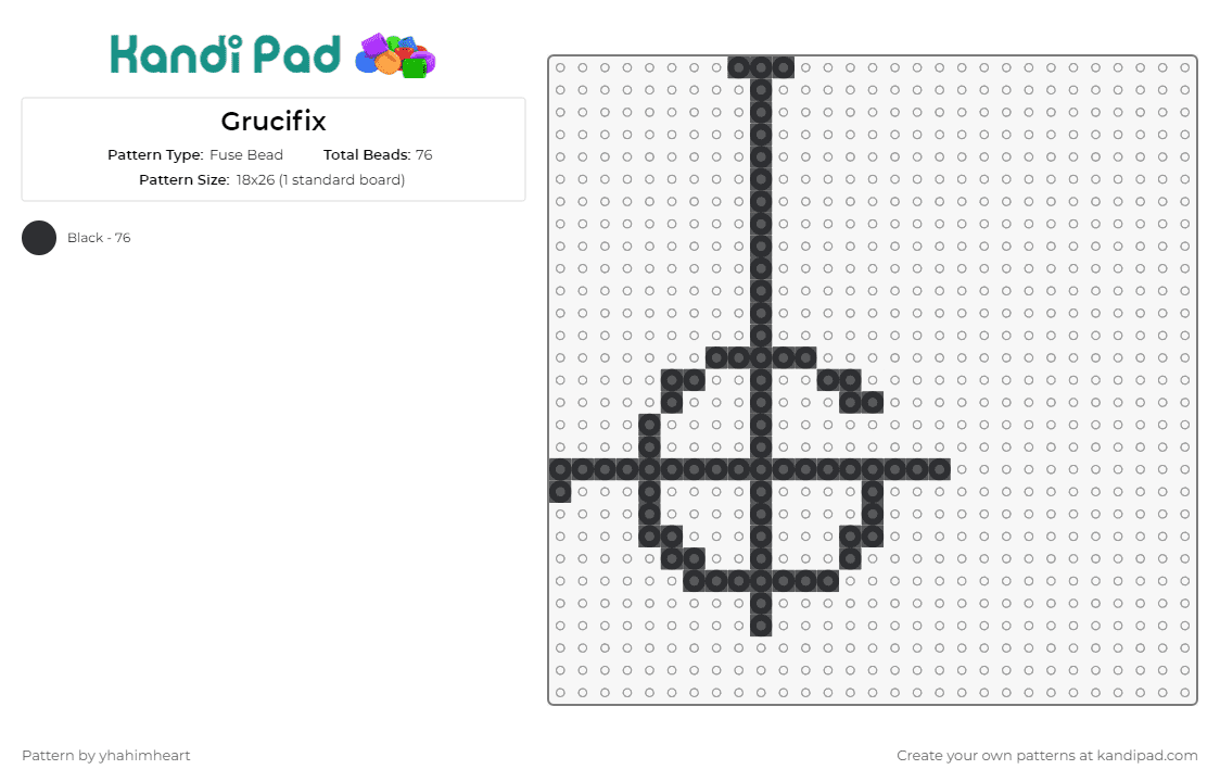 Grucifix - Fuse Bead Pattern by yhahimheart on Kandi Pad - grucifix,ghost,music,band,symbol,minimalist,iconic,emblem,black