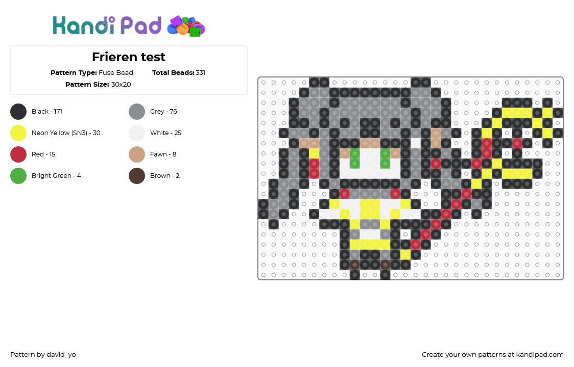Frieren test - Fuse Bead Pattern by david_yo on Kandi Pad - black,yellow,gray