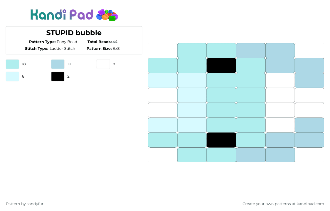 STUPID bubble - Pony Bead Pattern by sandyfur on Kandi Pad - light blue,tadc,the amazing digital circus,bubble,bubble tadc