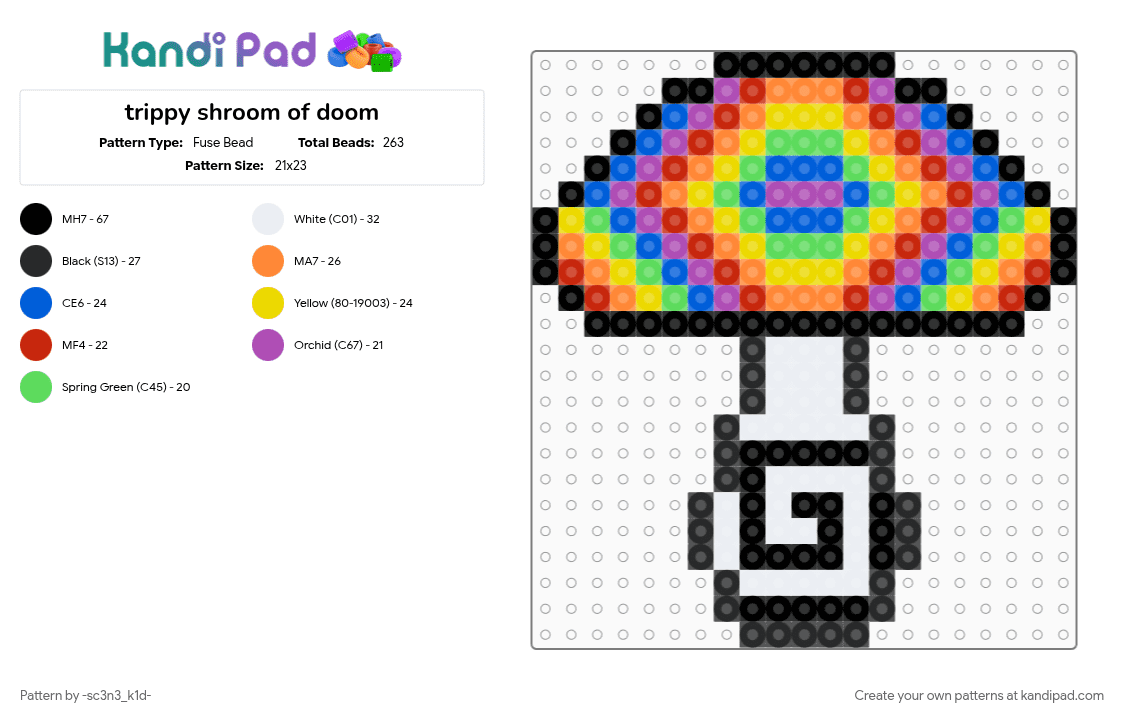 trippy shroom of doom - Fuse Bead Pattern by -sc3n3_k1d- on Kandi Pad - blue, colorful, cotdgardens, orange, shroom