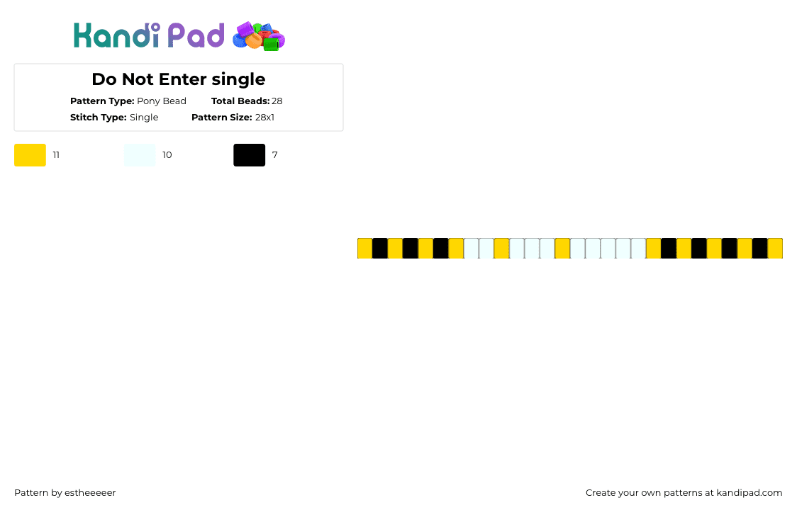 Do Not Enter single - Pony Bead Pattern by wiltedwill on Kandi Pad - white,yellow