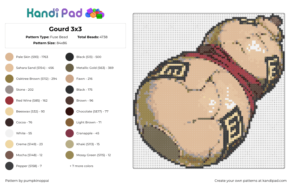 Gourd 3x3 - Fuse Bead Pattern by pumpkinoppai on Kandi Pad - beige