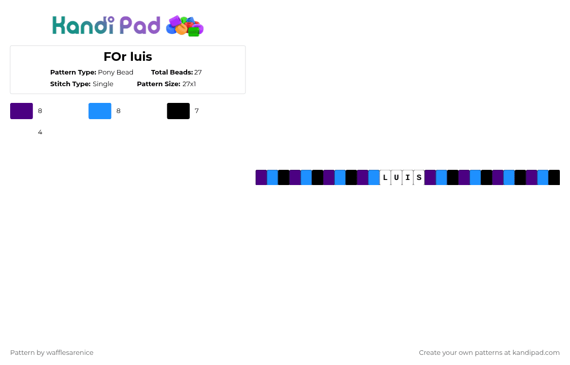 FOr luis - Pony Bead Pattern by wafflesarenice on Kandi Pad - purple,light blue