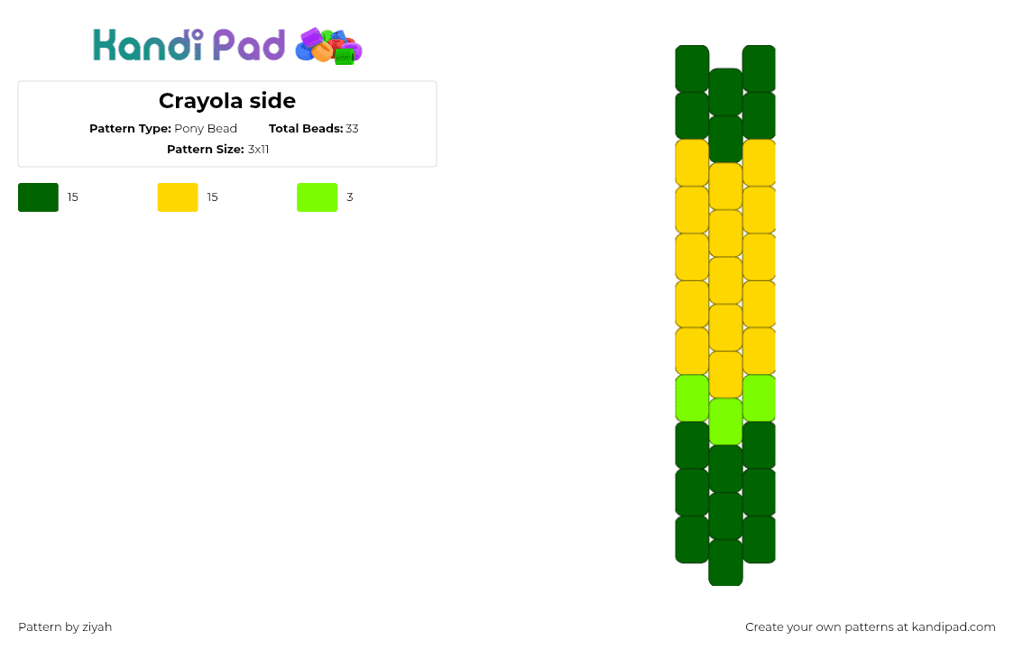 Crayola side - Pony Bead Pattern by ziyah on Kandi Pad - green,yellow