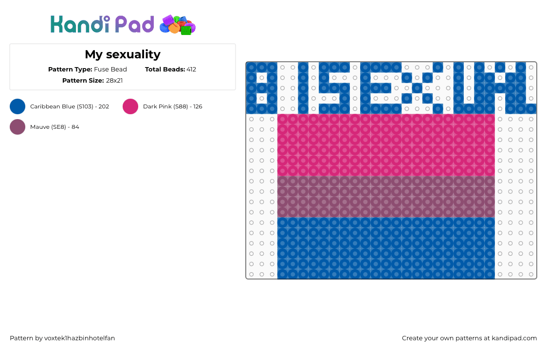My sexuality - Fuse Bead Pattern by voxtek1hazbinhotelfan on Kandi Pad - pink,blue