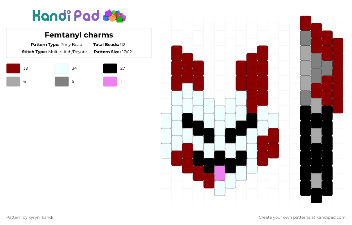 Femtanyl charms - Pony Bead Pattern by kyryn_kandi on Kandi Pad - red