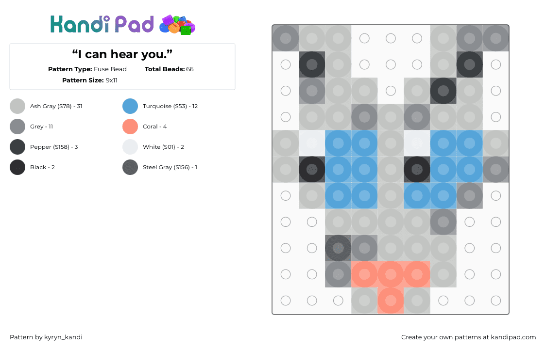“I can hear you.” - Fuse Bead Pattern by kyryn_kandi on Kandi Pad - beige