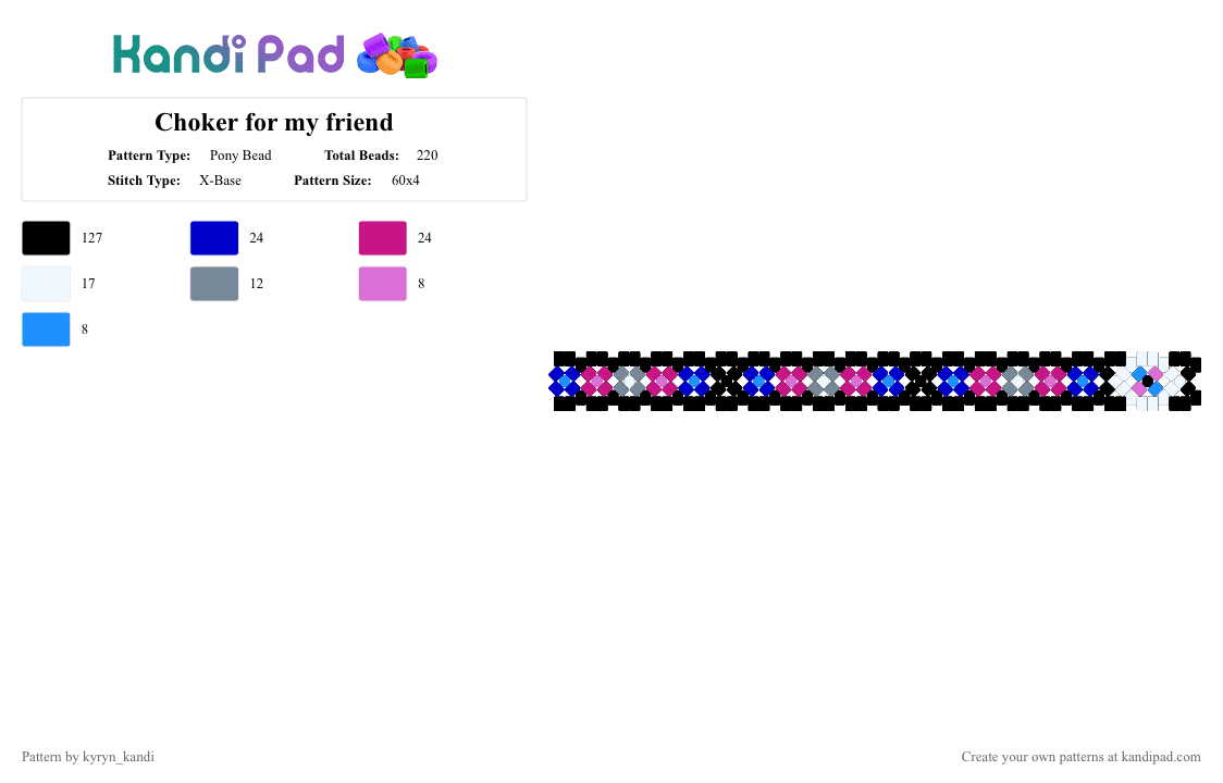 Choker for my friend - Pony Bead Pattern by kyryn_kandi on Kandi Pad - black,purple,pink