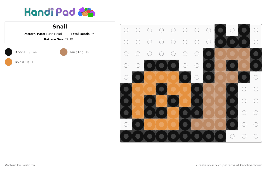 Snail - Fuse Bead Pattern by ivystorm on Kandi Pad - orange,tan,ivystormmakes,snail