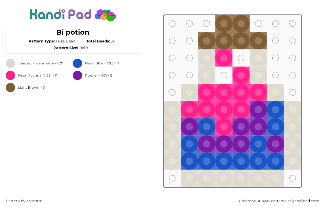 Bi potion - Kandi Pad | Kandi Patterns, Fuse Bead Patterns, Pony