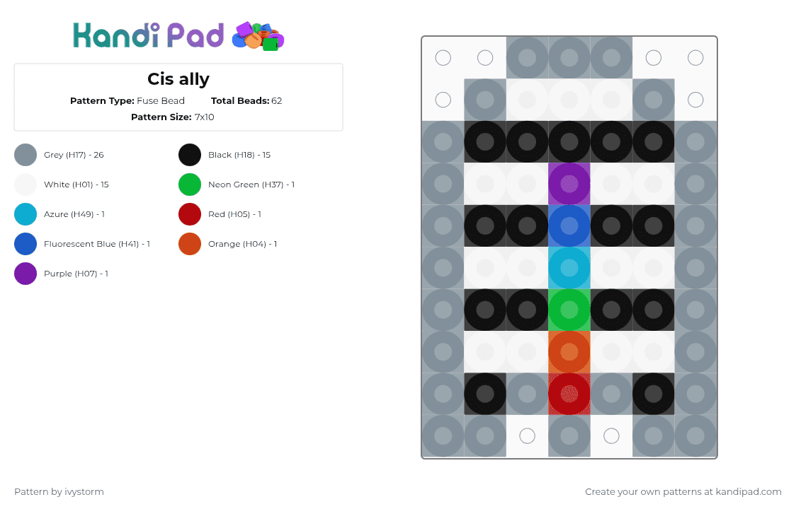Cis ally - Fuse Bead Pattern by ivystorm on Kandi Pad - pride,gray