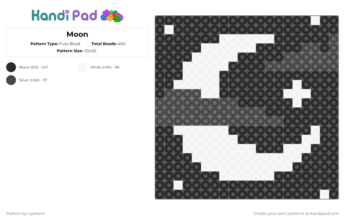 Moon - Fuse Bead Pattern by ivystorm on Kandi Pad - brown,white,ivystormmakes