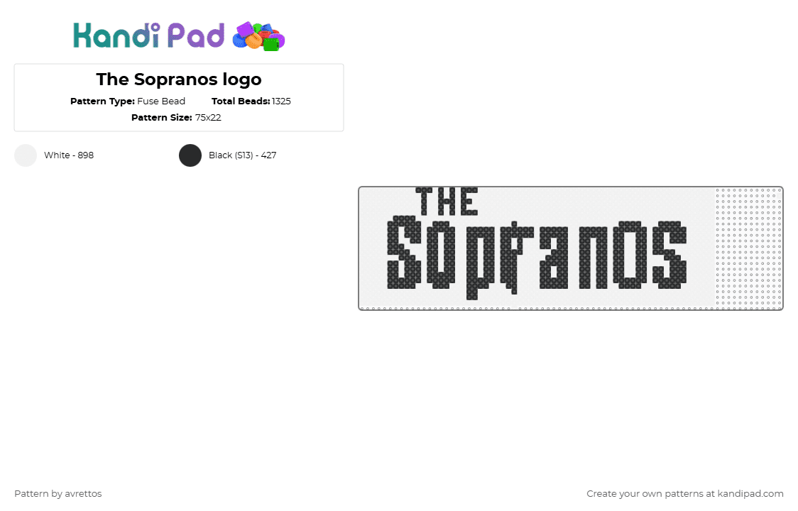 The Sopranos logo - Fuse Bead Pattern by avrettos on Kandi Pad - black,white,sopranos
