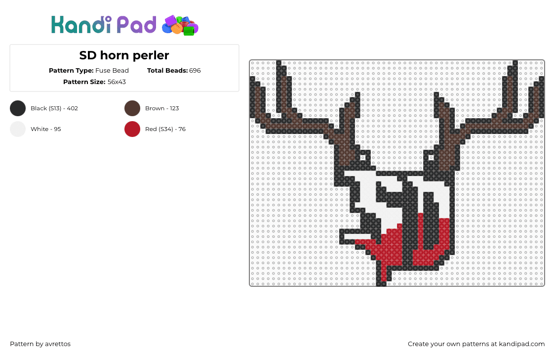 SD horn perler - Fuse Bead Pattern by avrettos on Kandi Pad - black,brown,red