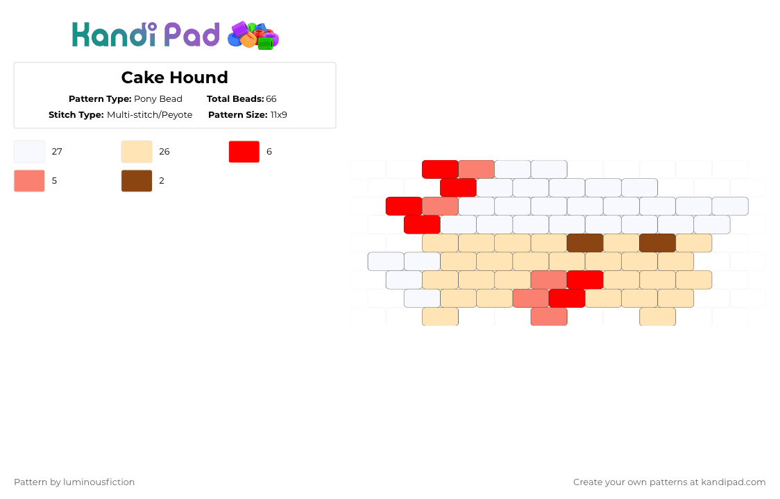 Cake Hound - Pony Bead Pattern by luminousfiction on Kandi Pad - beige,crk,cookie run kingdom