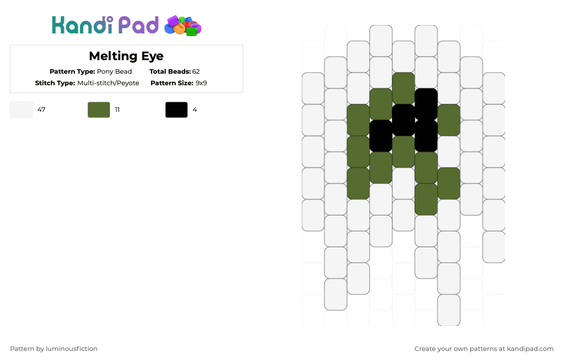 Melting Eye - Pony Bead Pattern by luminousfiction on Kandi Pad - white,eye,backrooms,melting,cool