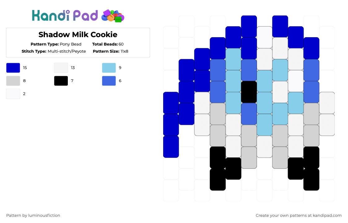 Shadow Milk Cookie - Pony Bead Pattern by luminousfiction on Kandi Pad - purple,crk,smc,pvc,cookie run kingdom,so shiny so strong