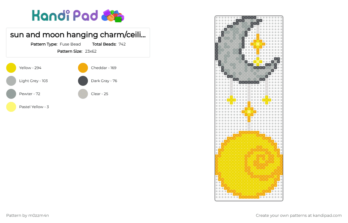 sun and moon hanging charm/ceiling decor!! - Fuse Bead Pattern by m0zzm4n on Kandi Pad - yellow