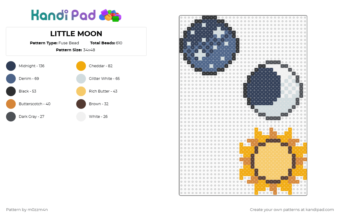 LITTLE MOON - Fuse Bead Pattern by m0zzm4n on Kandi Pad - purple,orange,yellow
