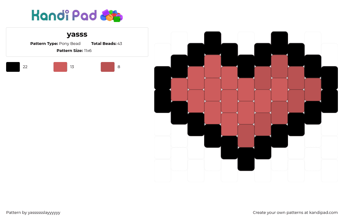 yasss - Pony Bead Pattern by yasssssslayyyyyy on Kandi Pad - black,red