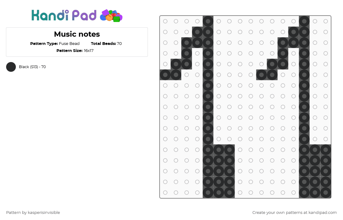 Bead Notes Music notes Fuse Bead Pattern - Kandi Pad | Kandi Patterns, Fuse Bead ...